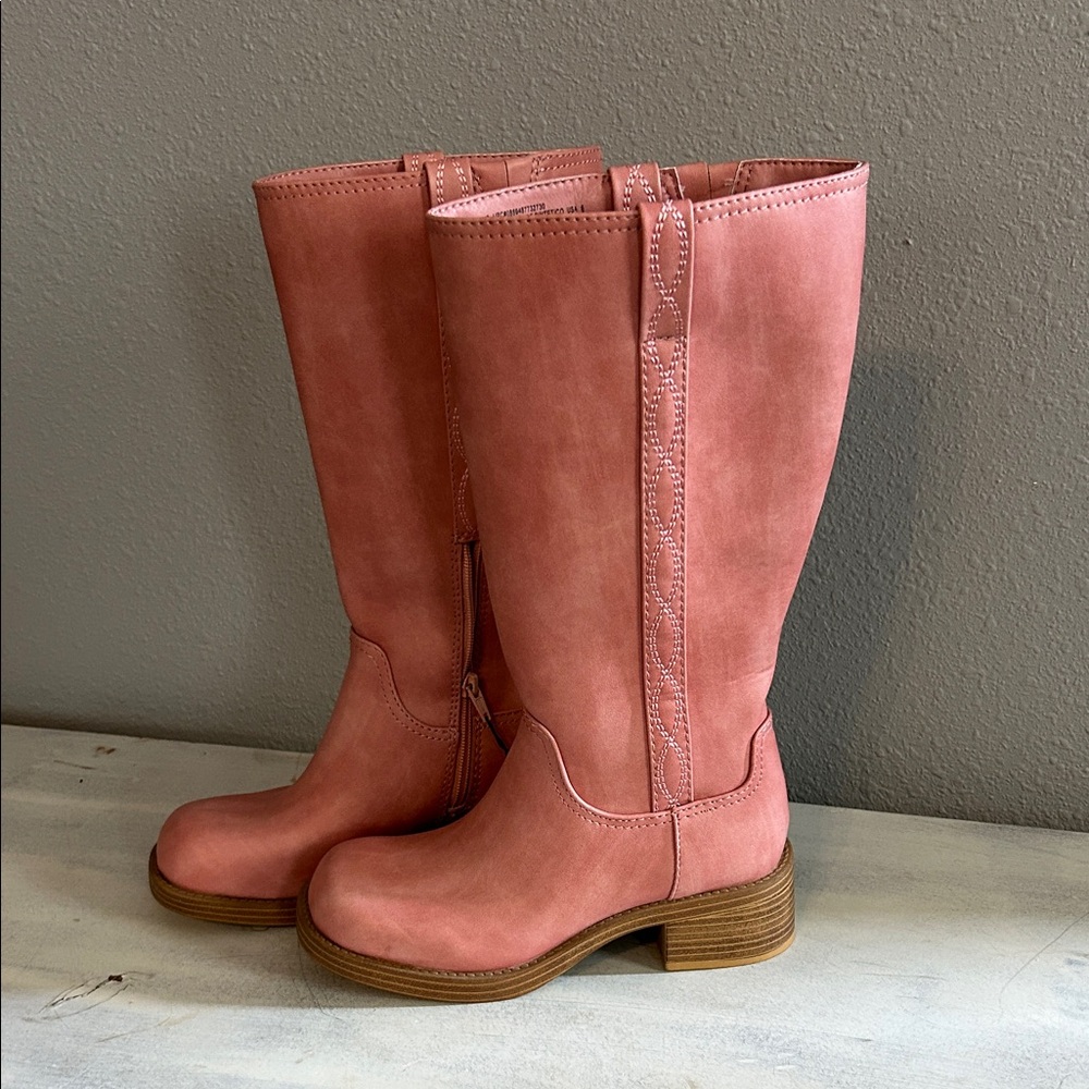 Women's Tall Pink Leather Boots